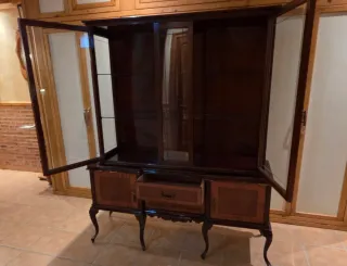 Vitrina expositora antigua madera y cristal