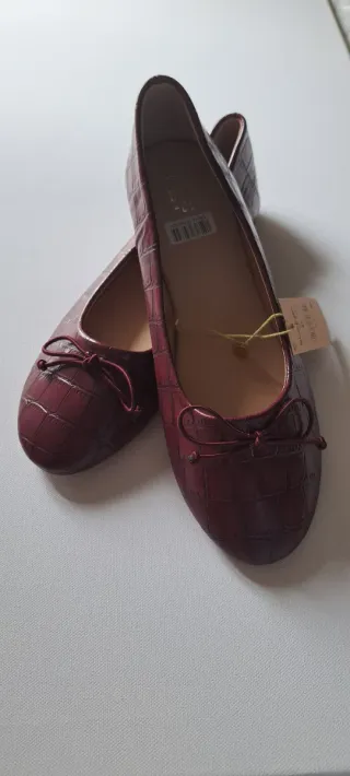 Zapatos planos rojos mujer talla 41 color burdeos