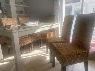 4 Sillas Rattan Piel de Plátano Madera