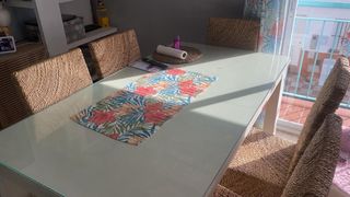 4 Sillas Rattan Piel de Plátano Madera