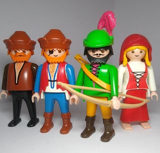 Playmobil arquero y 3 aldeanos medievales
