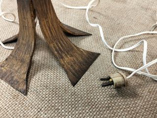 Lámpara Antigua Forja Madera Metal