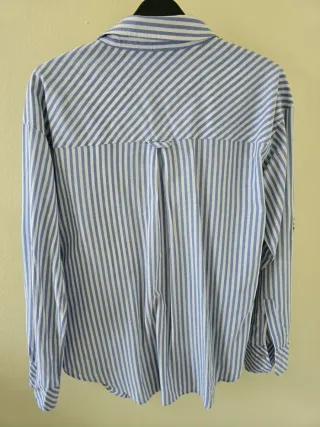 Camisa Rayas Azul Mujer Zara Talla M