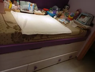 Cama nido beige y morada