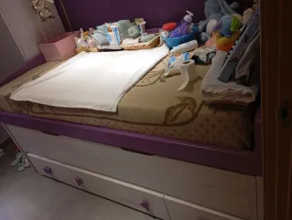 Cama nido beige y morada