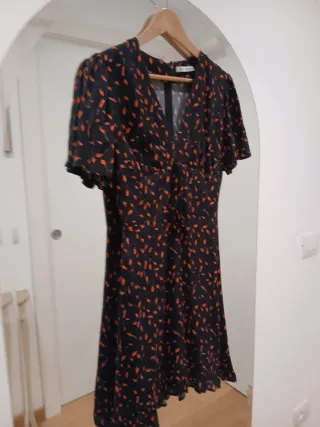 Vestito fantasia floreale nero/arancio