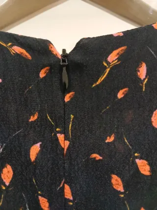 Vestito fantasia floreale nero/arancio