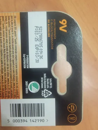 Pila Duracell Plus 9V