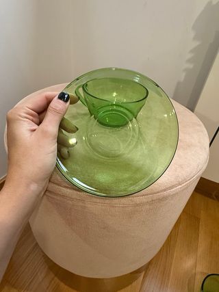 Juego 5 Tazas y Platos ElsaDur Verdes Vintage