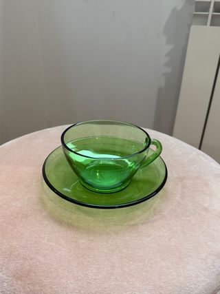 Juego 5 Tazas y Platos ElsaDur Verdes Vintage