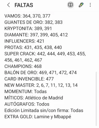 Intercambio Cromos ADRENALYN XL 25-26