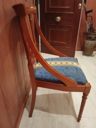 4 Sillas de Comedor Madera de haya y Tela