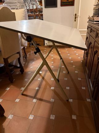 Tavolo da Disegno Articolato Bianco e Acciaio Inossidabile