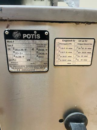 Maquina Tostadora Kebab POTIS  5 Fuegos Gas.