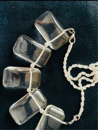 Collar Plata Antigua con Cristales Rectangulares