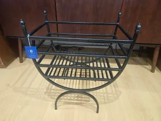 Leñera Acero Negra 48x30x57