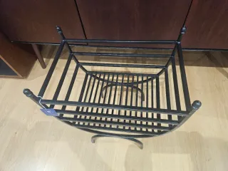 Leñera Acero Negra 48x30x57