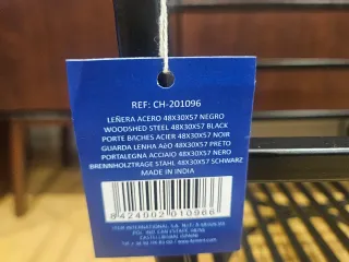 Leñera Acero Negra 48x30x57