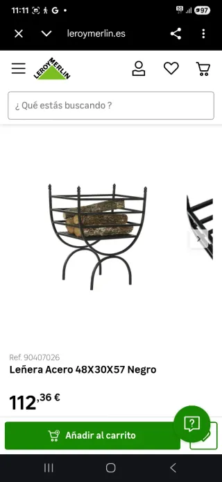 Leñera Acero Negra 48x30x57