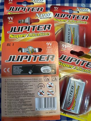 Pilas Jupiter 9V Super Alkaline (6LR61)  Lote de 5