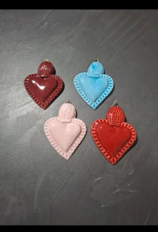 4 Cuori in Ceramica Decorativi