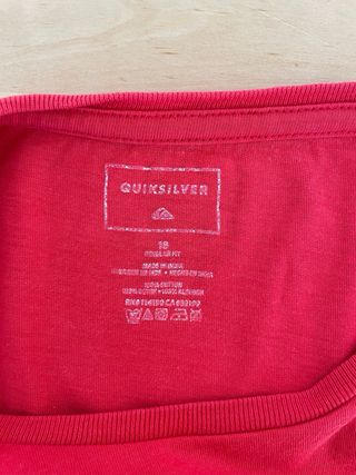 Camiseta Quiksilver Roja Talla 16 años S-M adulto