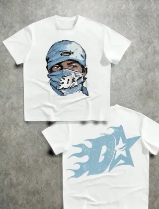 Camiseta con estampado de rostro y estrella