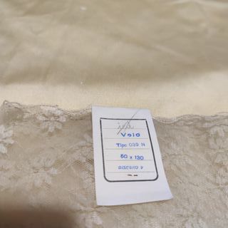 Velo pizzo bianco e beige cm.130x50