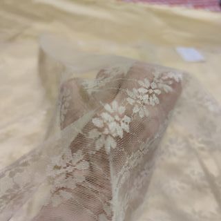 Velo pizzo bianco e beige cm.130x50