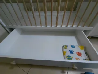 Cuna Millra evolutiva, blanca 60x120 con cajón