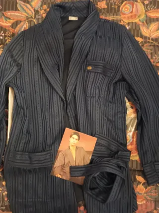 Giacca da camera uomo rigata, colore Avion