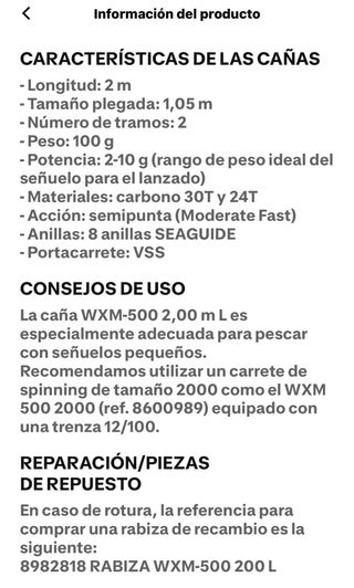 Conjunto Caña y Carrete Caperlan WXM5