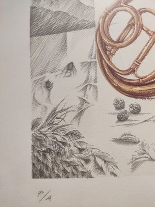 Cuadro Verges P/A con trompa y naturaleza