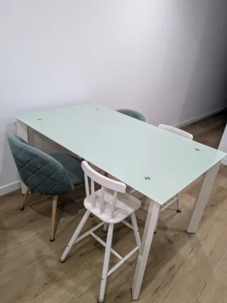 Mesa comedor extensible cristal y metal