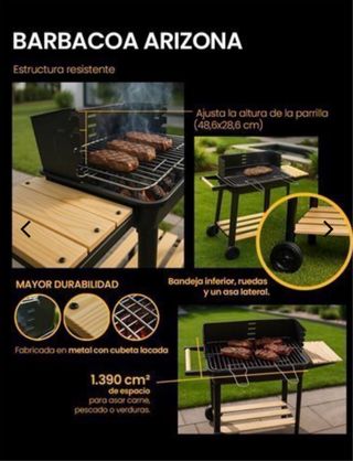 Barbacoa de carbón con ruedas
