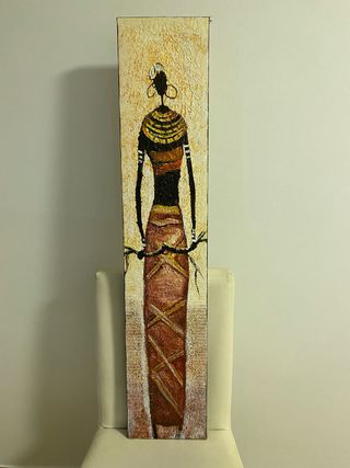 Cuadro africano mujer madera