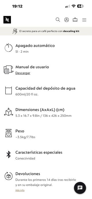 Cafetera Nespresso Vertuo Pop