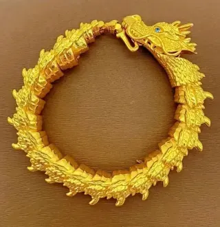 Pulsera Dragón Chapada Oro 18k