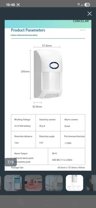 Detector de movimiento Wi-Fi pir motion