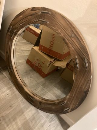 Espejo Ovalado Madera Rústica