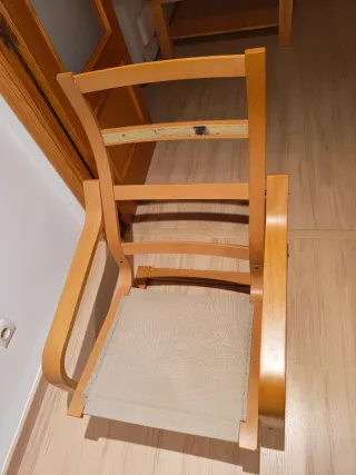 Sillón Balancín Madera y Tela Negro