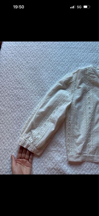 Blusa Zara encaje blanca manga larga