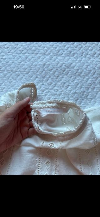 Blusa Zara encaje blanca manga larga