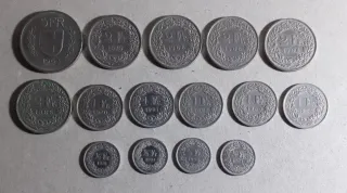 15 Monedas Suiza . Cuporniquel. Valor 22 Francos.