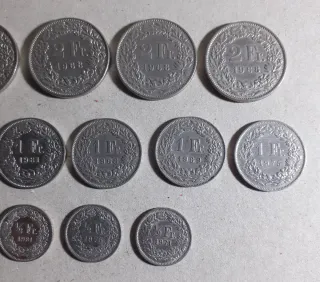 15 Monedas Suiza . Cuporniquel. Valor 22 Francos.