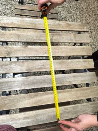 Mesa y 2 sillas terraza madera y metal