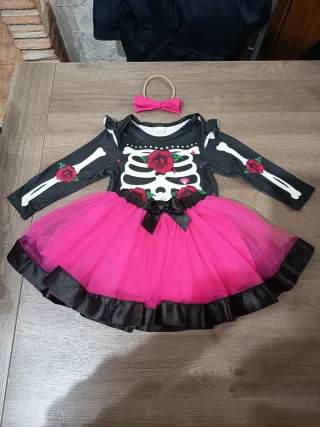 Disfraz esqueleto bebé tutu rosa
