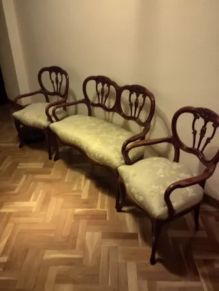 Conjunto Sofá y Sillones Entrada Madera