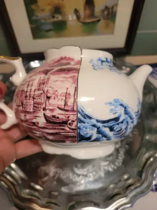 Teiera Seletti Porcellana Blu/Rosa