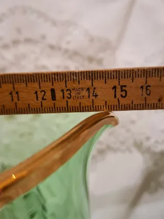 Juego Jarra y Vasos Vidrio Verde Dorado